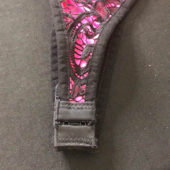 Pink & Black Lace Bodysuit with Bottom Closure - Picture 9 of 11